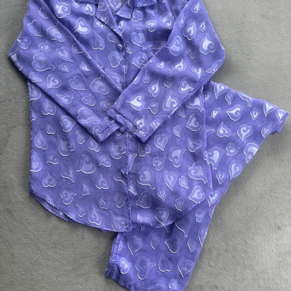 Vintage Victoria’s Secret Sheer Purple Heart Pajama Set | Coquette Y2K Soft Girl
